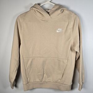 Nike Kid's Tan Hoodie Pullover Sweatshirt Size L Unisex Casual Relaxed Fit